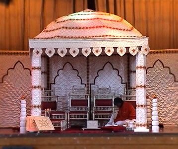 traditional red dome mandap